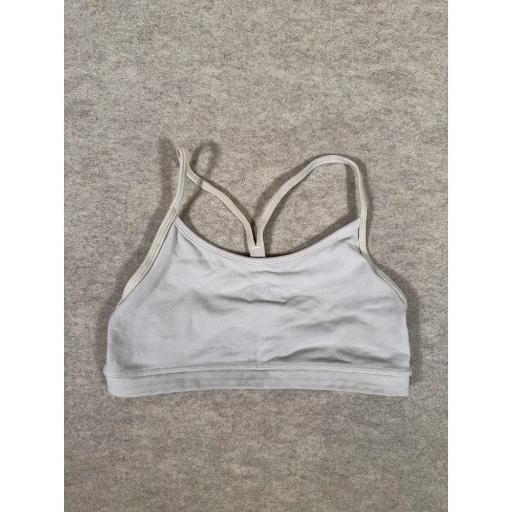 Lululemon Sports Bra Womens 4 Gray Lined Racerback Mesh Yoga Athletic Gym